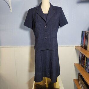 Danny & Nicole Size 8 Heathered Navy Black Sleeveless Dress with Matching Jacket